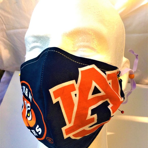 Auburn Tigers Face Mask New Reversible Blue Plaid - Picture 13 of 15